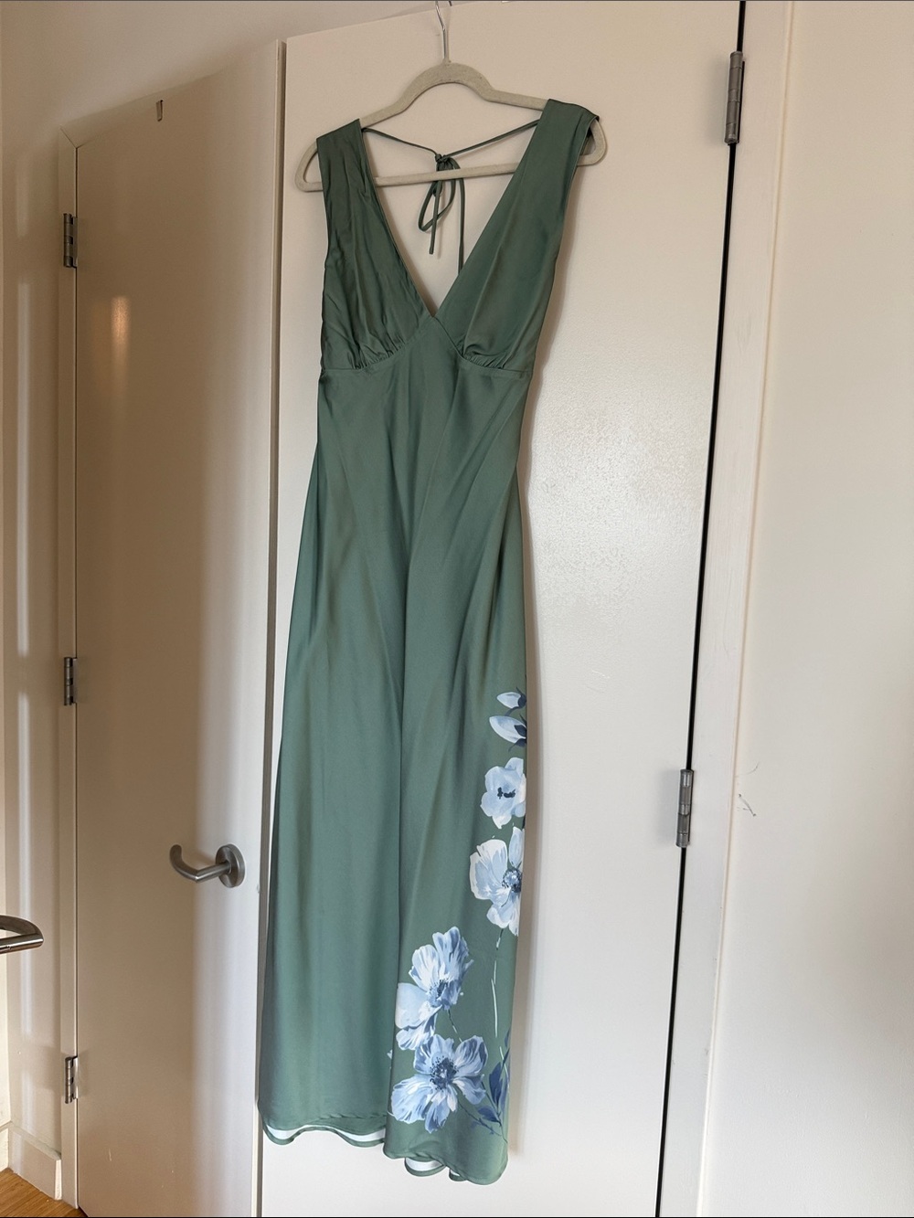 Abercrombie & Fitch Green Floral Maxi Dress with Back Tie
